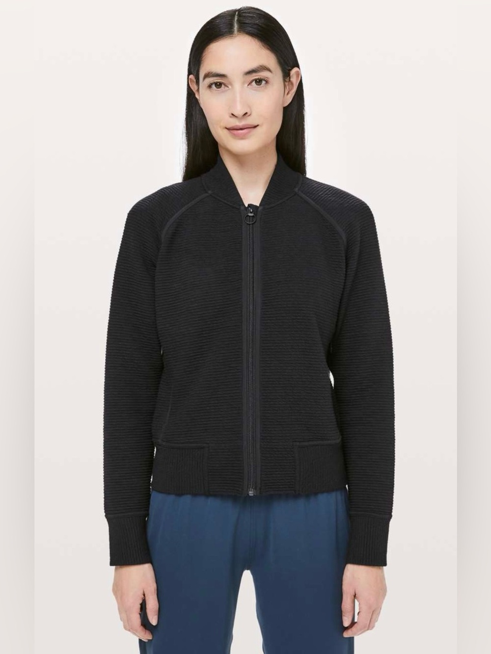 Lululemon On Repeat Full Zip Bomber Jacket Black Size 6